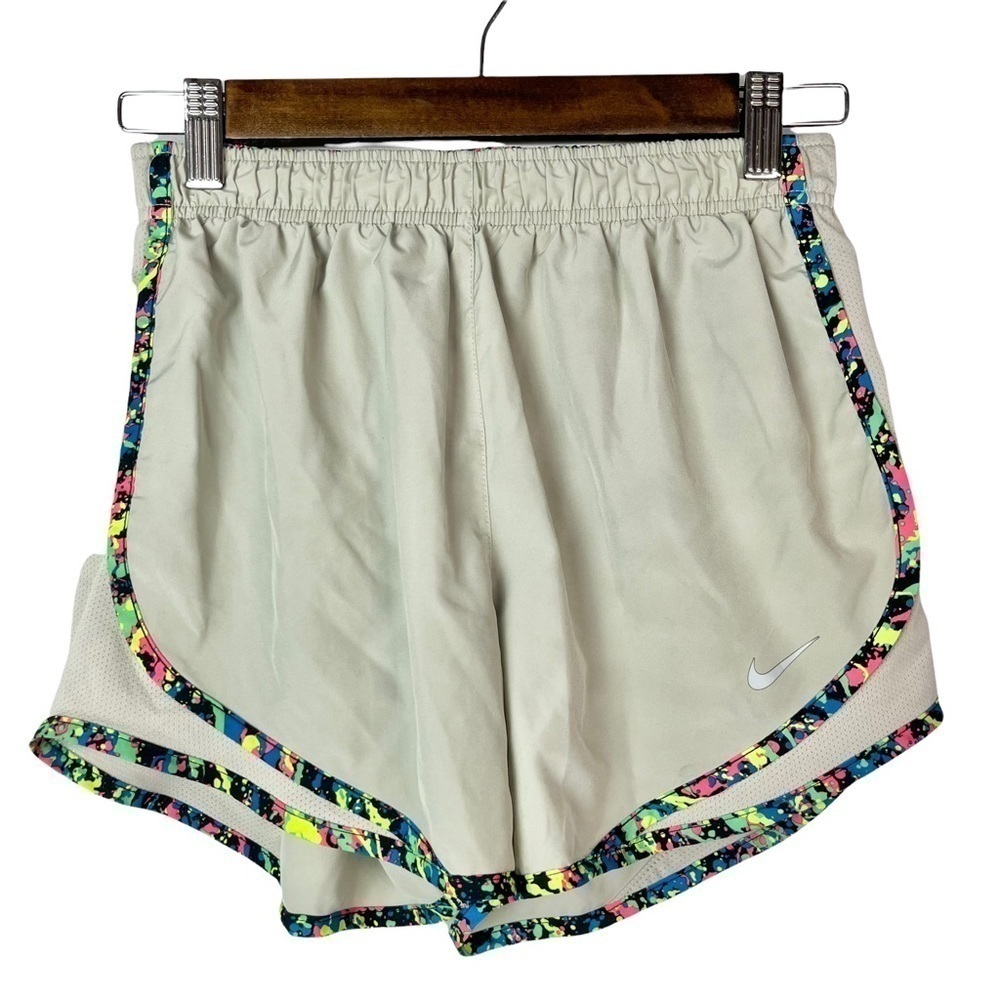 Nike Dri-Fit Gray Tan Colorful Trim Athletic Running Shorts S